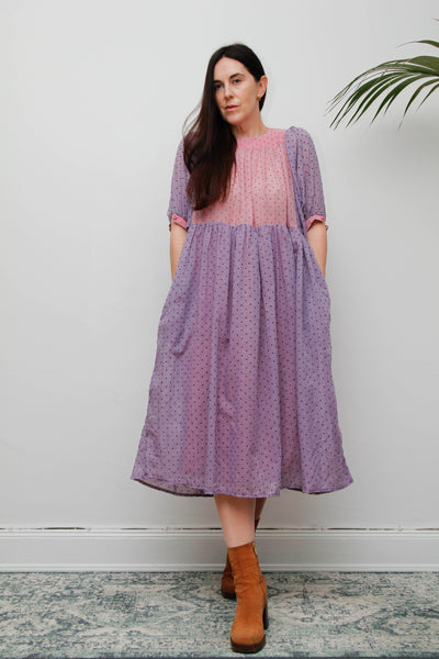 1980s Prairie Cotton Gauze Dress | Pink Polka Dot, François Viannay Anastasia Paris