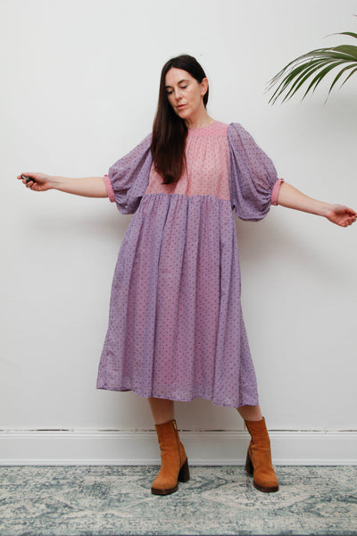 1980s Prairie Cotton Gauze Dress | Pink Polka Dot, François Viannay Anastasia Paris