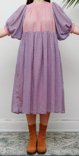 1980s Prairie Cotton Gauze Dress | Pink Polka Dot, François Viannay Anastasia Paris