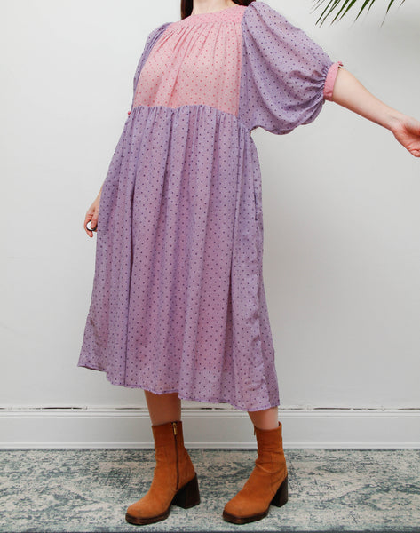 1980s Prairie Cotton Gauze Dress | Pink Polka Dot, François Viannay Anastasia Paris