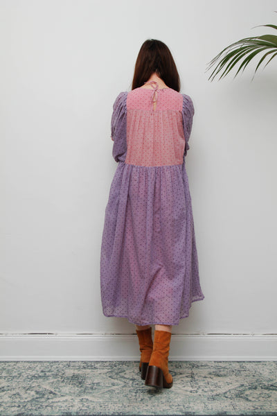 1980s Prairie Cotton Gauze Dress | Pink Polka Dot, François Viannay Anastasia Paris