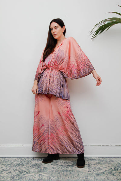Rare Vintage Princess Raspanti, Two Piece Set | Abstract Nouveau Palazzo & Batwing Blouse