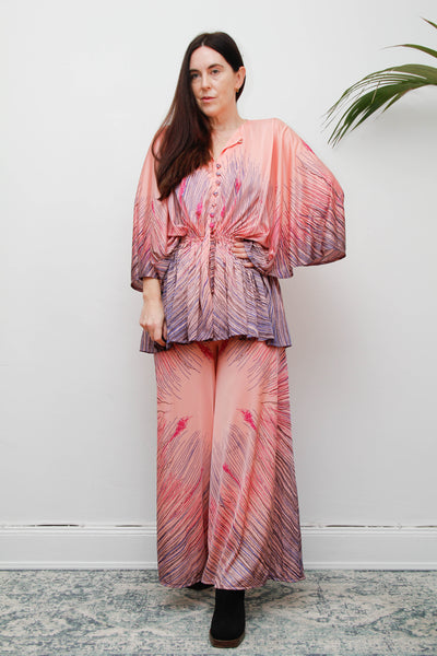 Rare Vintage Princess Raspanti, Two Piece Set | Abstract Nouveau Palazzo & Batwing Blouse
