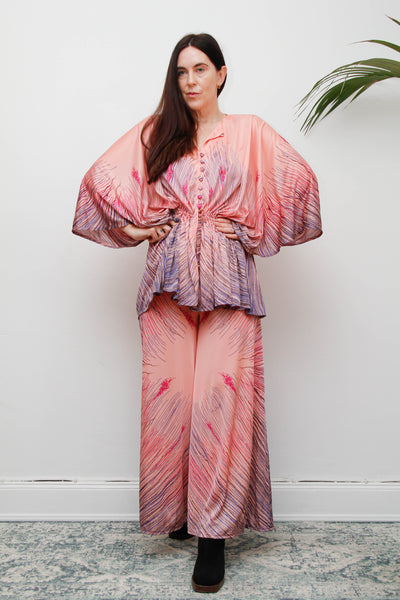 Rare Vintage Princess Raspanti, Two Piece Set | Abstract Nouveau Palazzo & Batwing Blouse