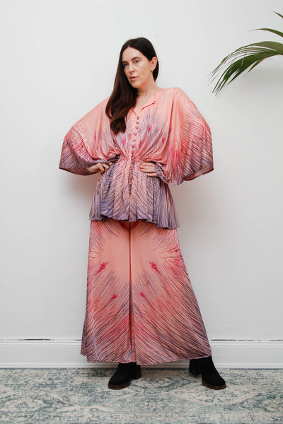 Rare Vintage Princess Raspanti, Two Piece Set | Abstract Nouveau Palazzo & Batwing Blouse