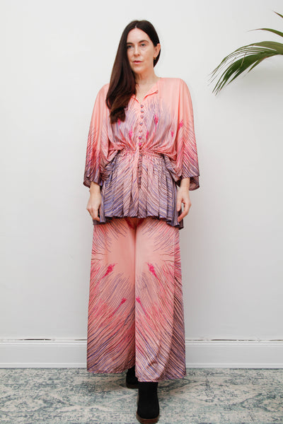 Rare Vintage Princess Raspanti, Two Piece Set | Abstract Nouveau Palazzo & Batwing Blouse