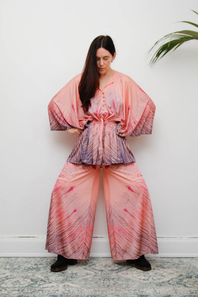 Rare Vintage Princess Raspanti, Two Piece Set | Abstract Nouveau Palazzo & Batwing Blouse