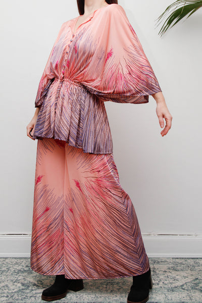 Rare Vintage Princess Raspanti, Two Piece Set | Abstract Nouveau Palazzo & Batwing Blouse