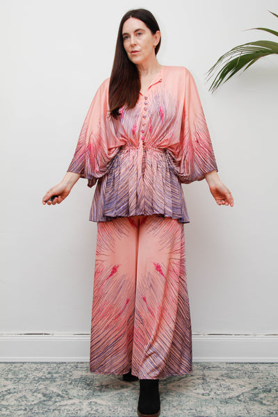 Rare Vintage Princess Raspanti, Two Piece Set | Abstract Nouveau Palazzo & Batwing Blouse