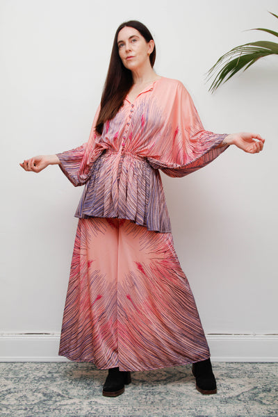 Rare Vintage Princess Raspanti, Two Piece Set | Abstract Nouveau Palazzo & Batwing Blouse