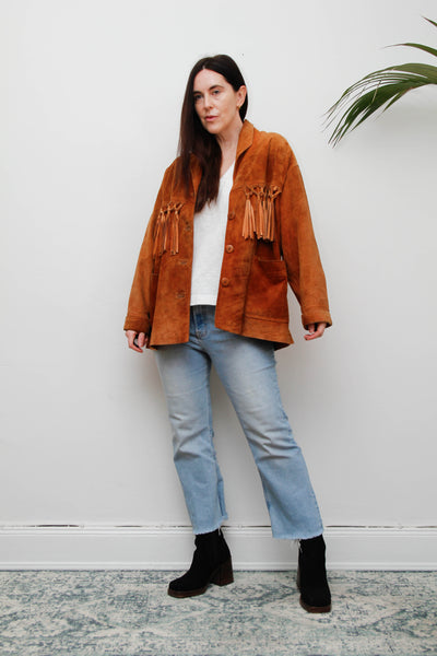 Vintage Western Suede Fringe Jacket | Bohemian Brown Tassel Statement