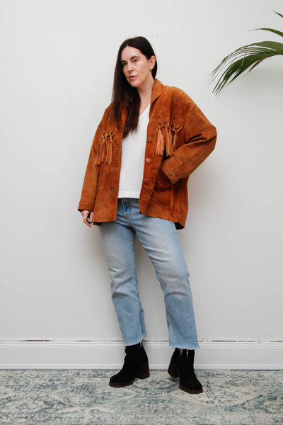 Vintage Western Suede Fringe Jacket | Bohemian Brown Tassel Statement