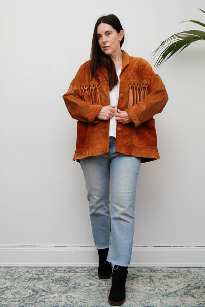 Vintage Western Suede Fringe Jacket | Bohemian Brown Tassel Statement