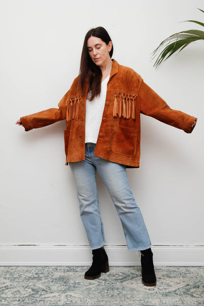 Vintage Western Suede Fringe Jacket | Bohemian Brown Tassel Statement