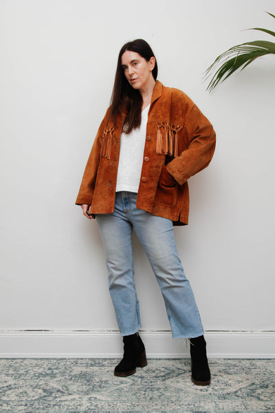 Vintage Western Suede Fringe Jacket | Bohemian Brown Tassel Statement