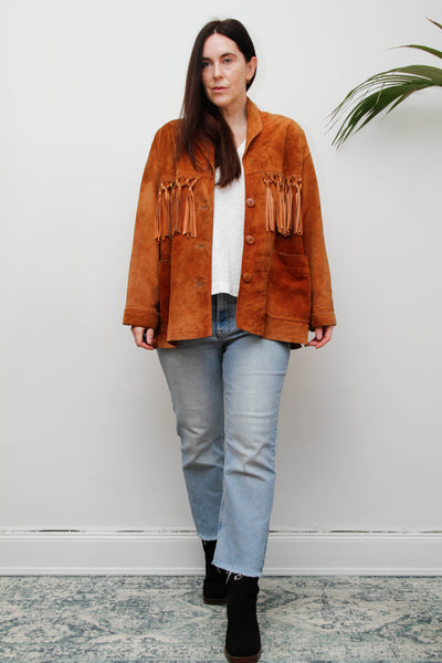 Vintage Western Suede Fringe Jacket | Bohemian Brown Tassel Statement
