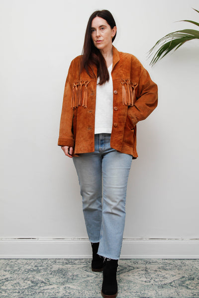 Vintage Western Suede Fringe Jacket | Bohemian Brown Tassel Statement