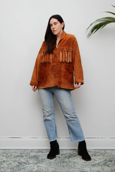 Vintage Western Suede Fringe Jacket | Bohemian Brown Tassel Statement