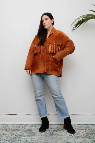 Vintage Western Suede Fringe Jacket | Bohemian Brown Tassel Statement