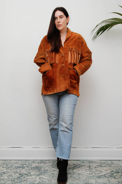 Vintage Western Suede Fringe Jacket | Bohemian Brown Tassel Statement