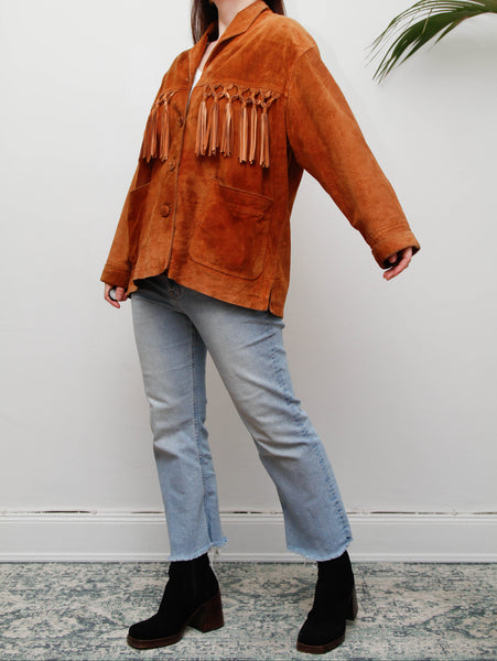 Vintage Western Suede Fringe Jacket | Bohemian Brown Tassel Statement