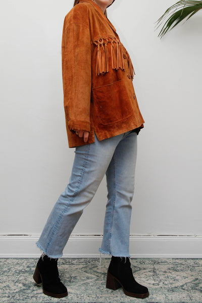 Vintage Western Suede Fringe Jacket | Bohemian Brown Tassel Statement