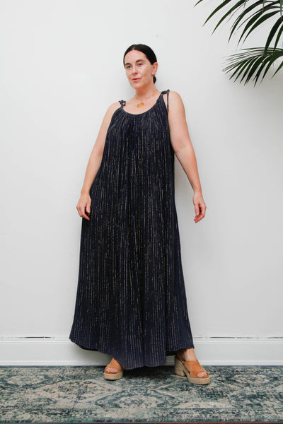 Vintage Black Cheesecloth Maxi Dress, Grecian Bohemian Cotton Kaftan