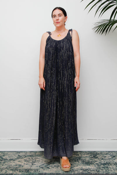 Vintage Black Cheesecloth Maxi Dress, Grecian Bohemian Cotton Kaftan