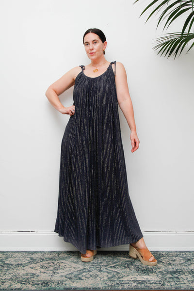 Vintage Black Cheesecloth Maxi Dress, Grecian Bohemian Cotton Kaftan