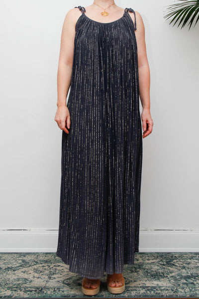 Vintage Black Cheesecloth Maxi Dress, Grecian Bohemian Cotton Kaftan