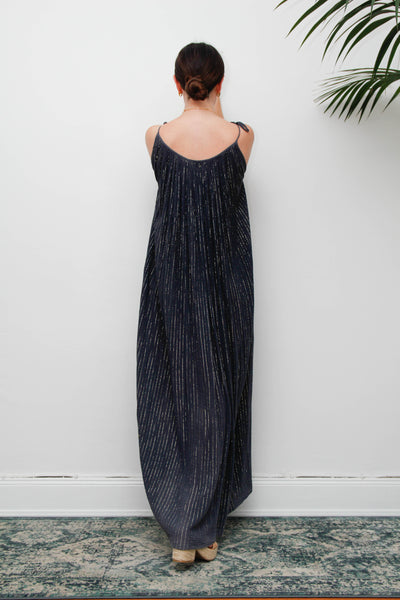 Vintage Black Cheesecloth Maxi Dress, Grecian Bohemian Cotton Kaftan