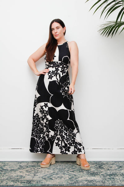 Vintage 1970s Hawaiian Maxi Dress, Tropical Floral Bohemian Resort Dress