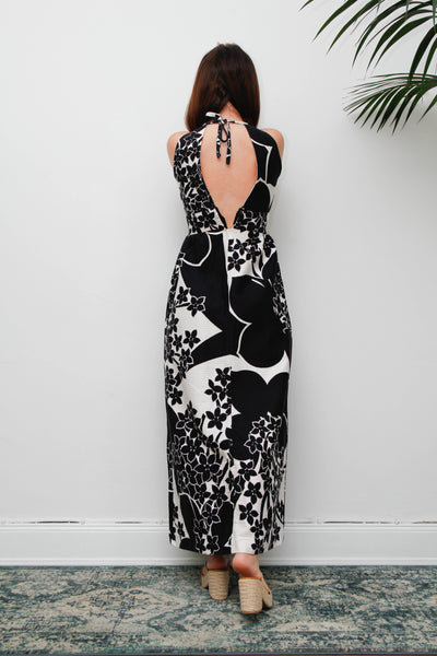 Vintage 1970s Hawaiian Maxi Dress, Tropical Floral Bohemian Resort Dress
