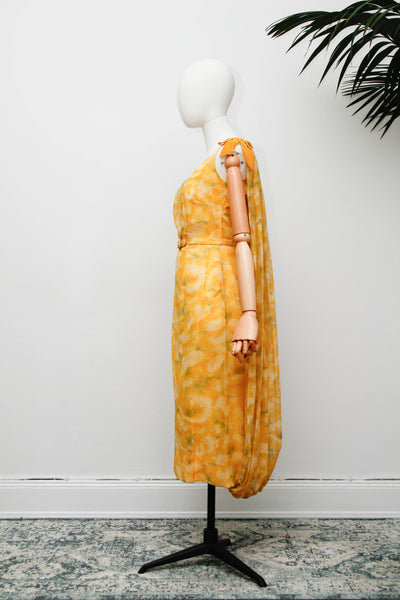 Vintage 1950s Joan Barrie New York Sunshine Floral Bubble Dress