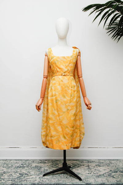 Vintage 1950s Joan Barrie New York Sunshine Floral Bubble Dress