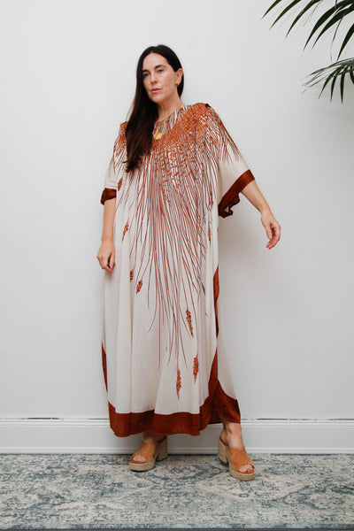 Rare 1970s Princess Raspanti Italian Batwing Kaftan Maxi Dress