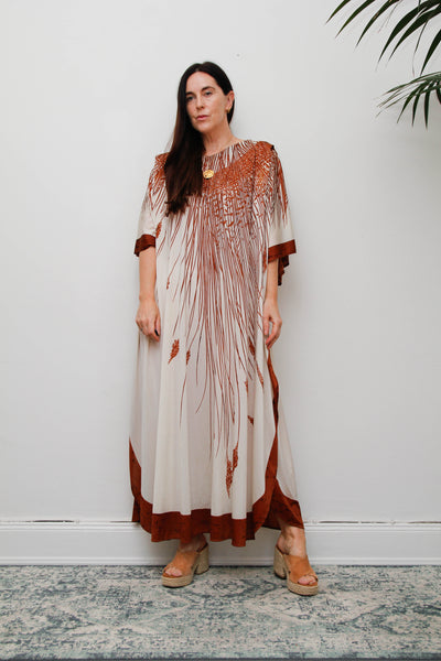 Rare 1970s Princess Raspanti Italian Batwing Kaftan Maxi Dress