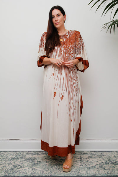 Rare 1970s Princess Raspanti Italian Batwing Kaftan Maxi Dress