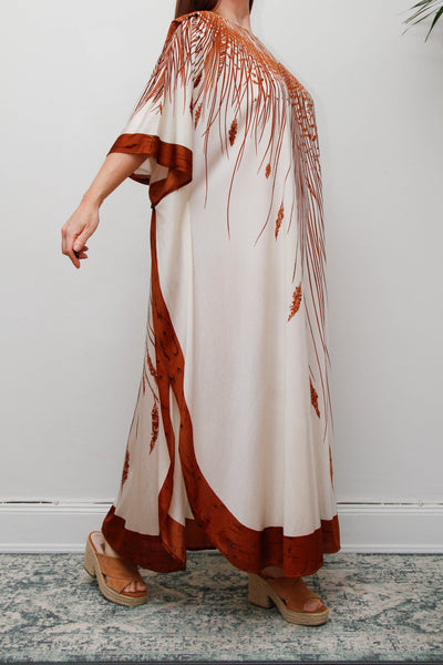 Rare 1970s Princess Raspanti Italian Batwing Kaftan Maxi Dress