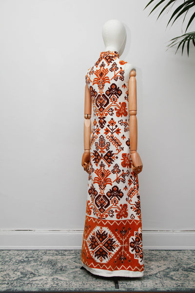 Rare 1970s Floral Towelling Cotton Kaftan Dress