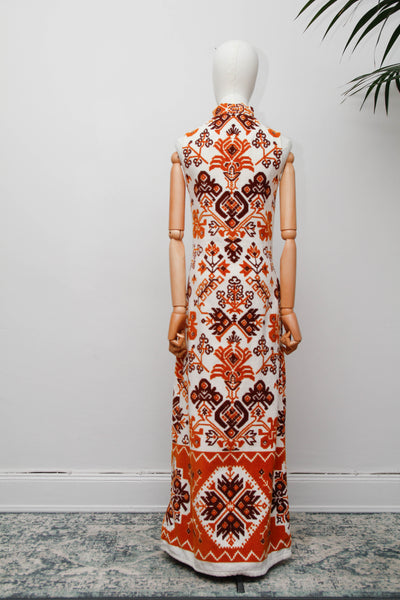 Rare 1970s Floral Towelling Cotton Kaftan Dress