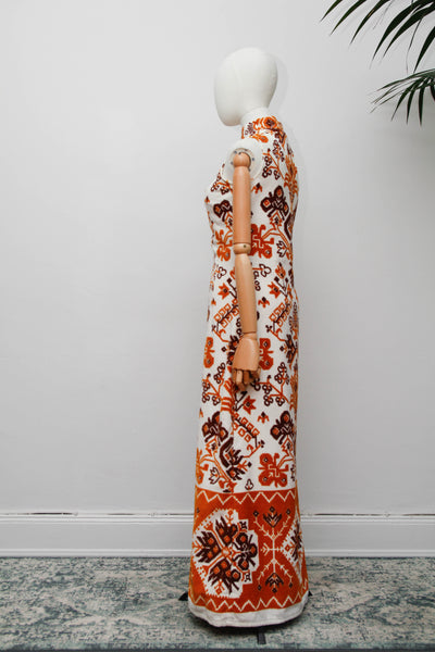 Rare 1970s Floral Towelling Cotton Kaftan Dress