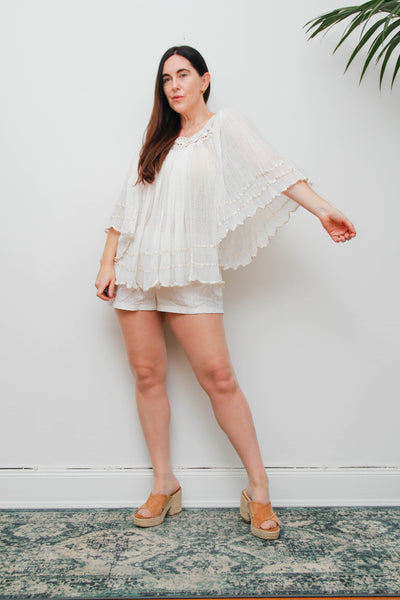 1970's Cotton Fabric Kaftan Wizard Angel Sleeve Top