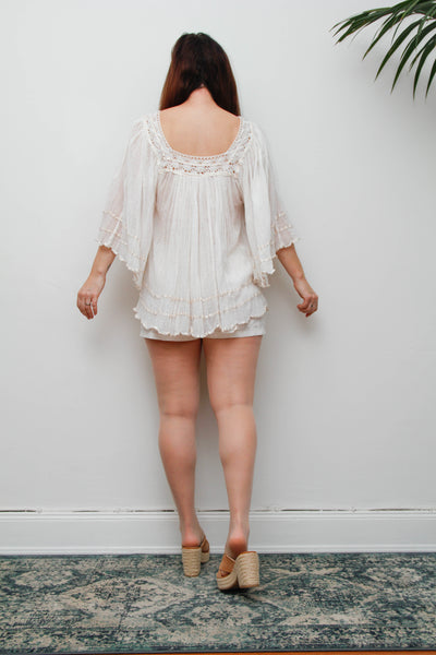 1970's Cotton Fabric Kaftan Wizard Angel Sleeve Top