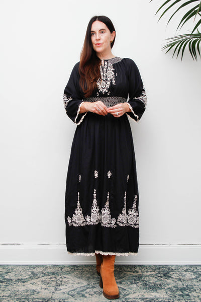 Vintage Hungarian Embroidered Cotton Dress