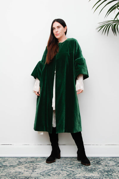 1950's Bottle Green Velvet Opera Coat