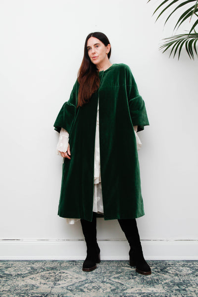 1950's Bottle Green Velvet Opera Coat