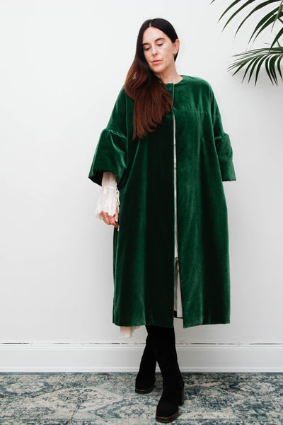 1950's Bottle Green Velvet Opera Coat