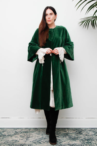 1950's Bottle Green Velvet Opera Coat