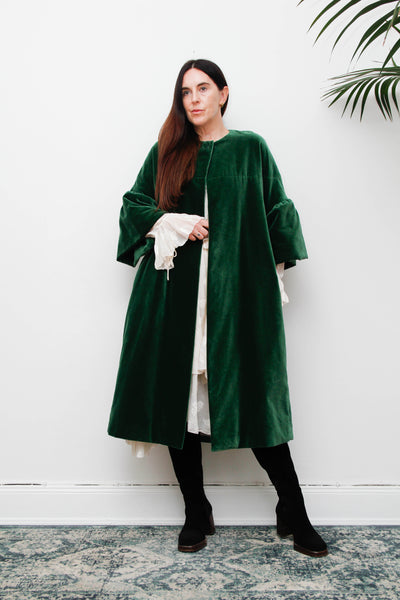 1950's Bottle Green Velvet Opera Coat